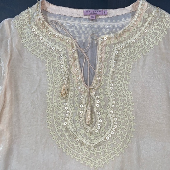 Women’s Calypso St. Barth Cream Velvet Tunic - Picture 6 of 9